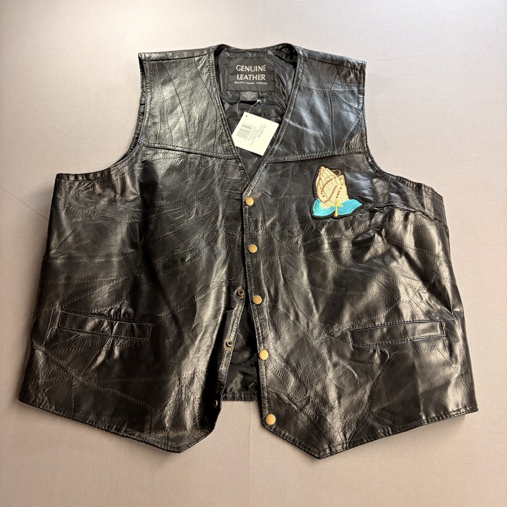 Giovanni Navarre Leather Vest 3X Virgin Guadalupe Biker Motorcycle NWT